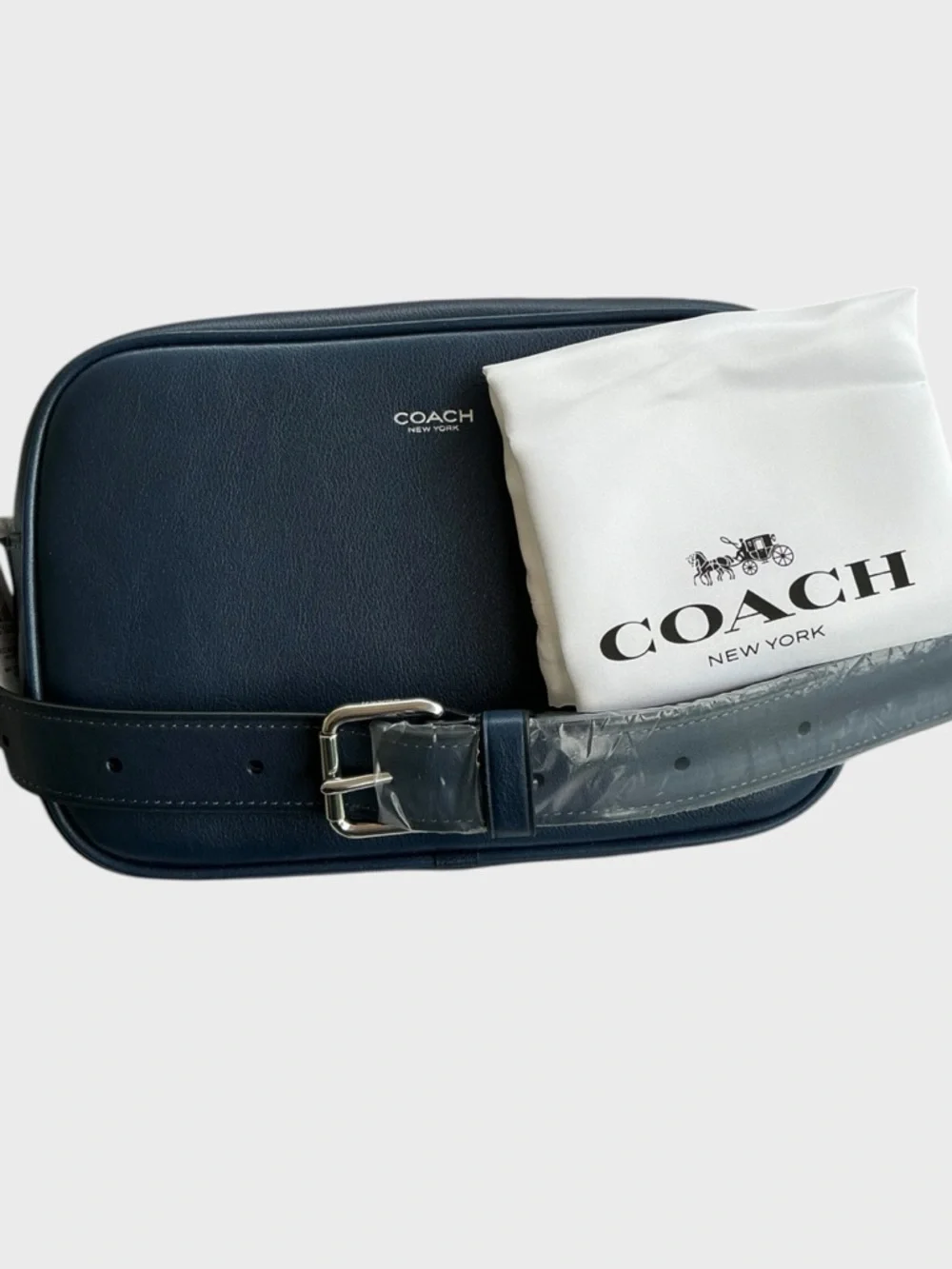 Coach Radio Camera Bag Navy Blue Leather Crossbody CCB51 NWT - Picture 2 of 12